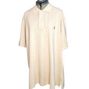 Men's Polo Ralph Lauren 2XL colligate preppy beige solid 2 button shirt 2XB